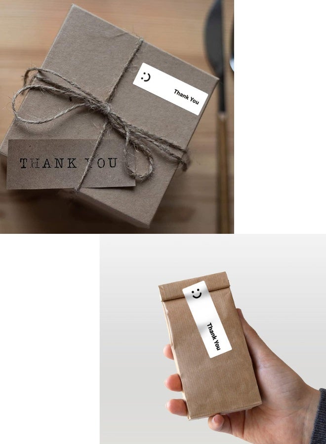 120 Pcs Smiley Thank You Stickers, Rectangle Roll Stickers for Gift Box Seals, DIY Crafts, Decoration & Party Favors - Image 2